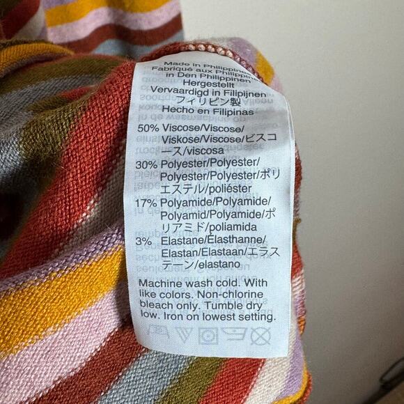 Madewell Striped Puff-Sleeve Scoopneck Top Twee Y2K Multicolor 70s - Picture 10 of 11